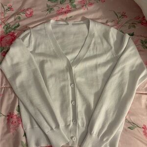 Women's White Cardigan Sweater